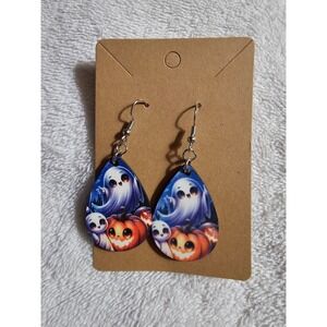Halloween Ghost Earrings Pumpkin Dangle Drop Earrings Spooky‎ Cute Jewelry